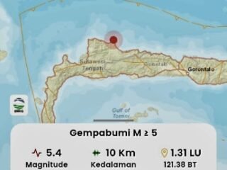 Gempa Magnitudo 5,4 Guncang Buol, BMKG Pastikan Tidak Berpotensi Tsunami